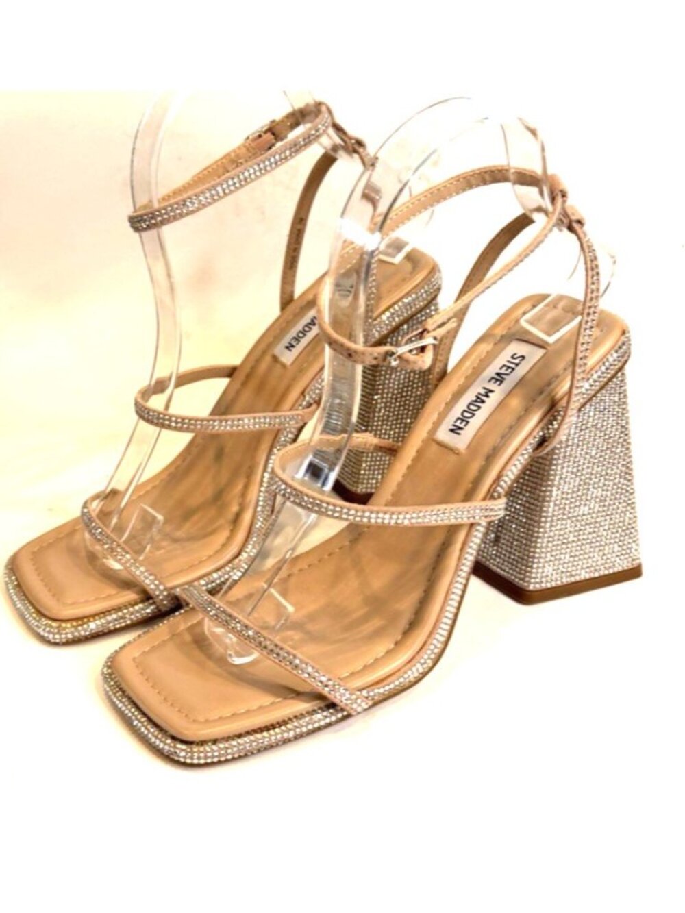 STEVE MADDEN Womens Embellished Square Toe Block Heels Sandals Shoes Size 7M